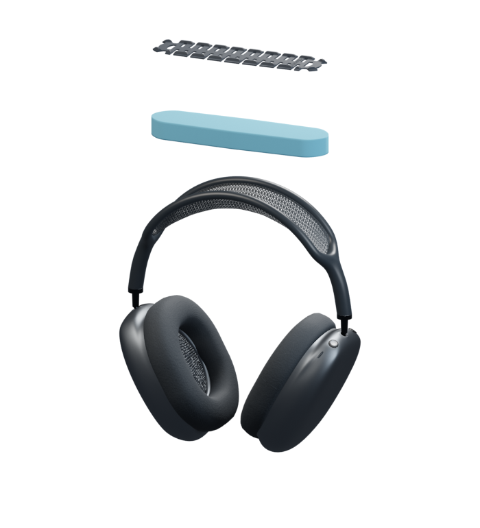 PillowPod foam and support spine separated above the AirPods Max headband